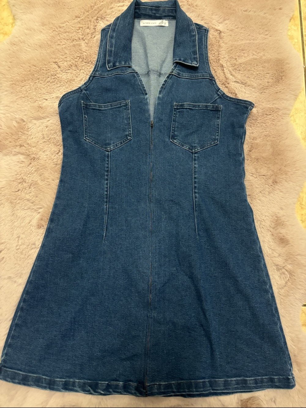 Altar'd State Blue Denim Dress with Collar